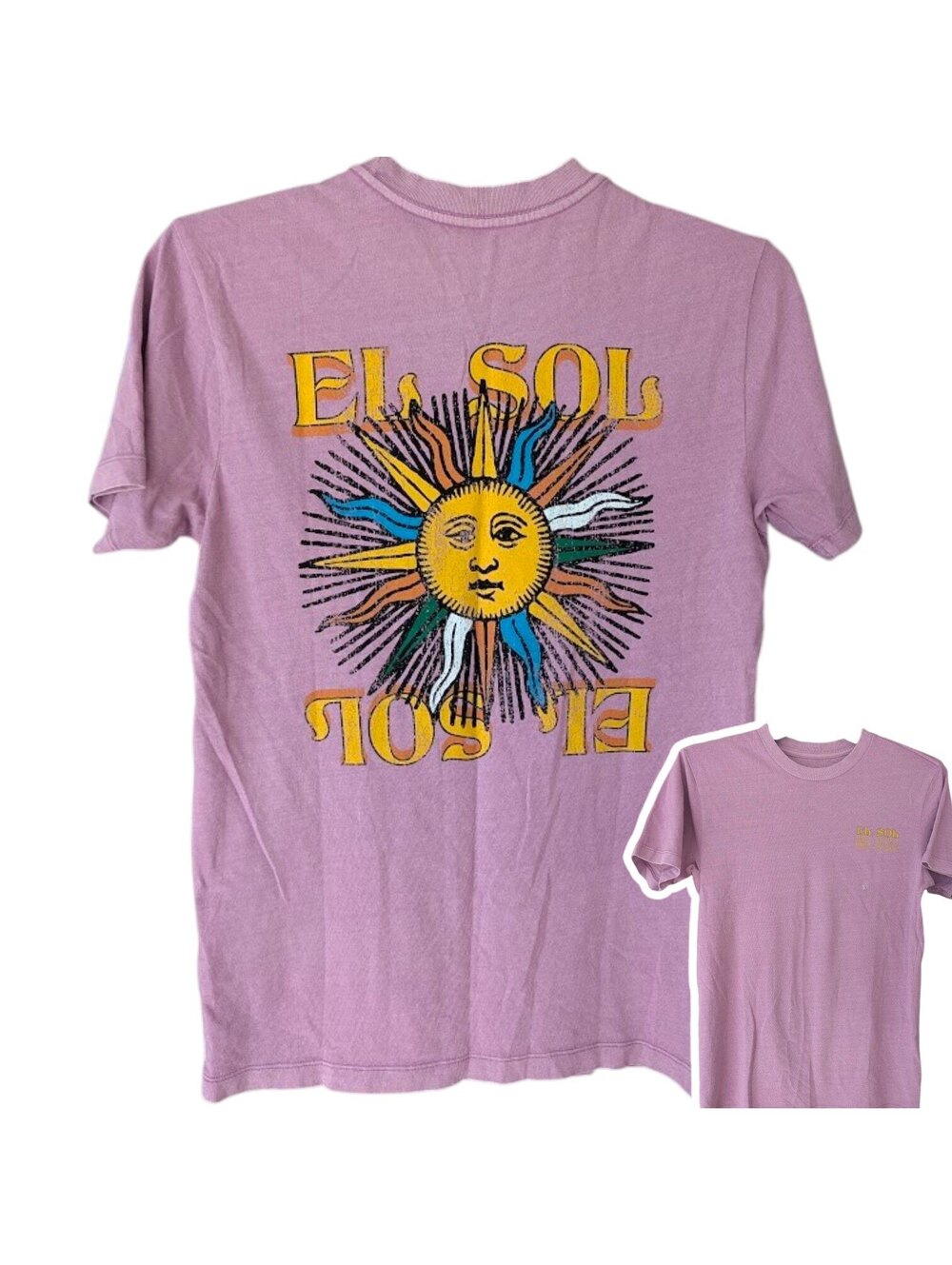 NWT PacSun El Sol Graphic T-Shirt Mens Small Purple Sun Print Tee 18.5x27 Skater